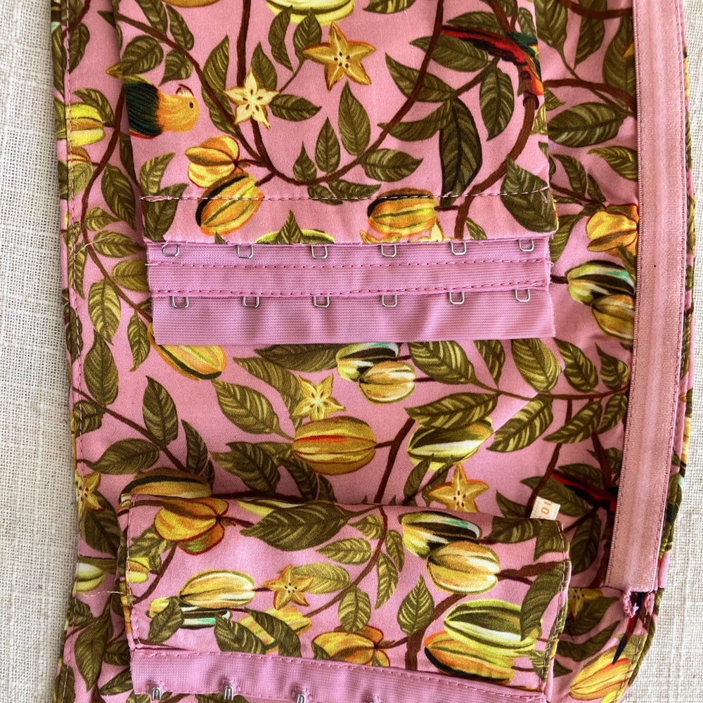 FARM Rio Anthropologie Star Fruit and birds light pink and green bandeau top. - Picture 7 of 14